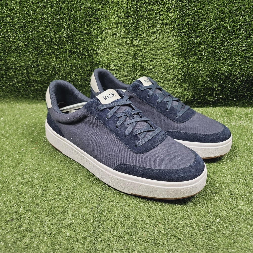 Kizik Prague Navy Blue Canvas Athletic Comfort Sneakers Mens Size 13 Wide